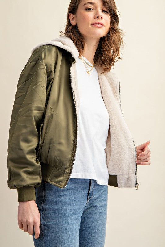 CHAQUETA BOMBER REVERSIBLE CON FORRO DE PELO PARA TODO CLIMA