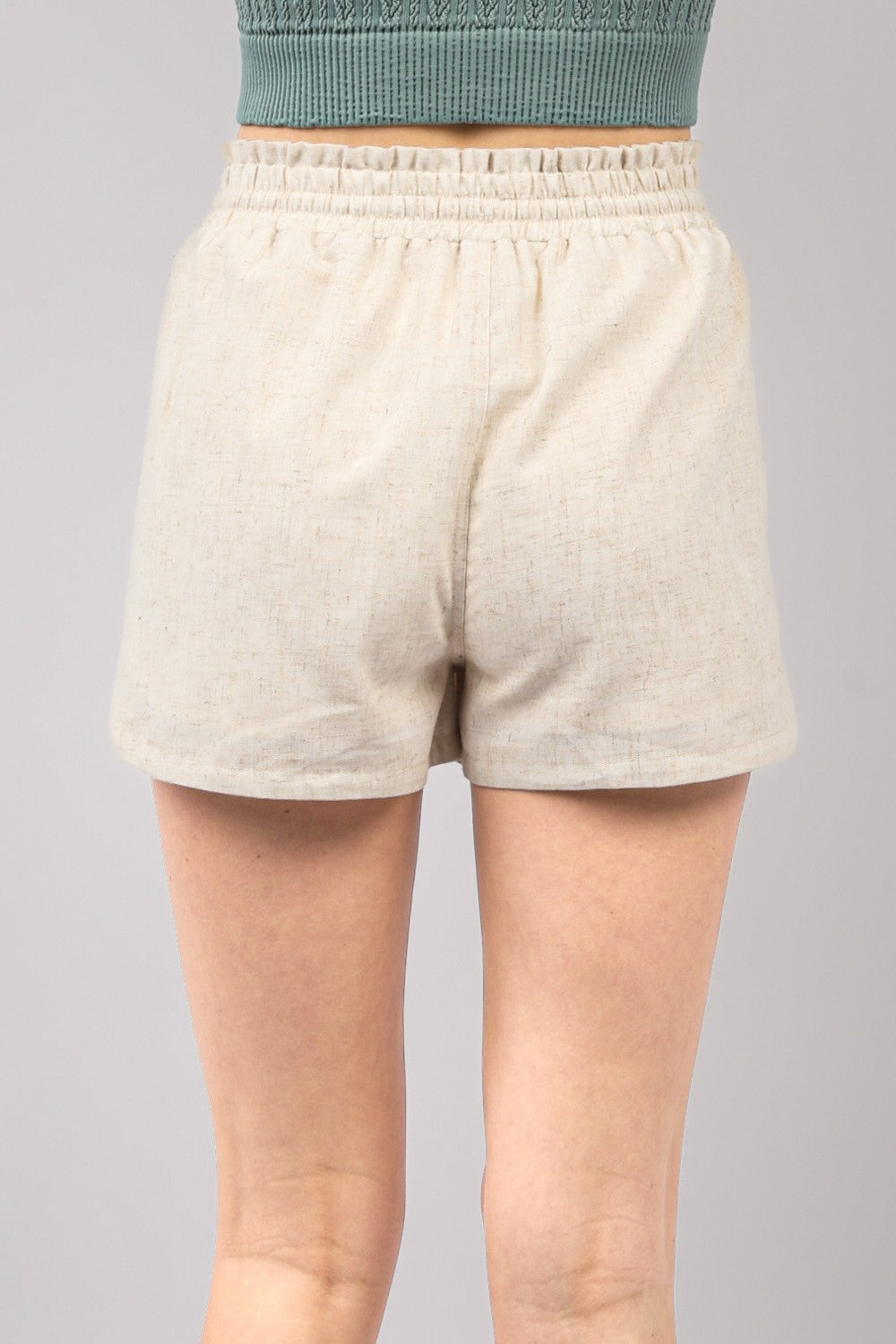 Short en lin à taille élastique avec cordon de serrage VERY J