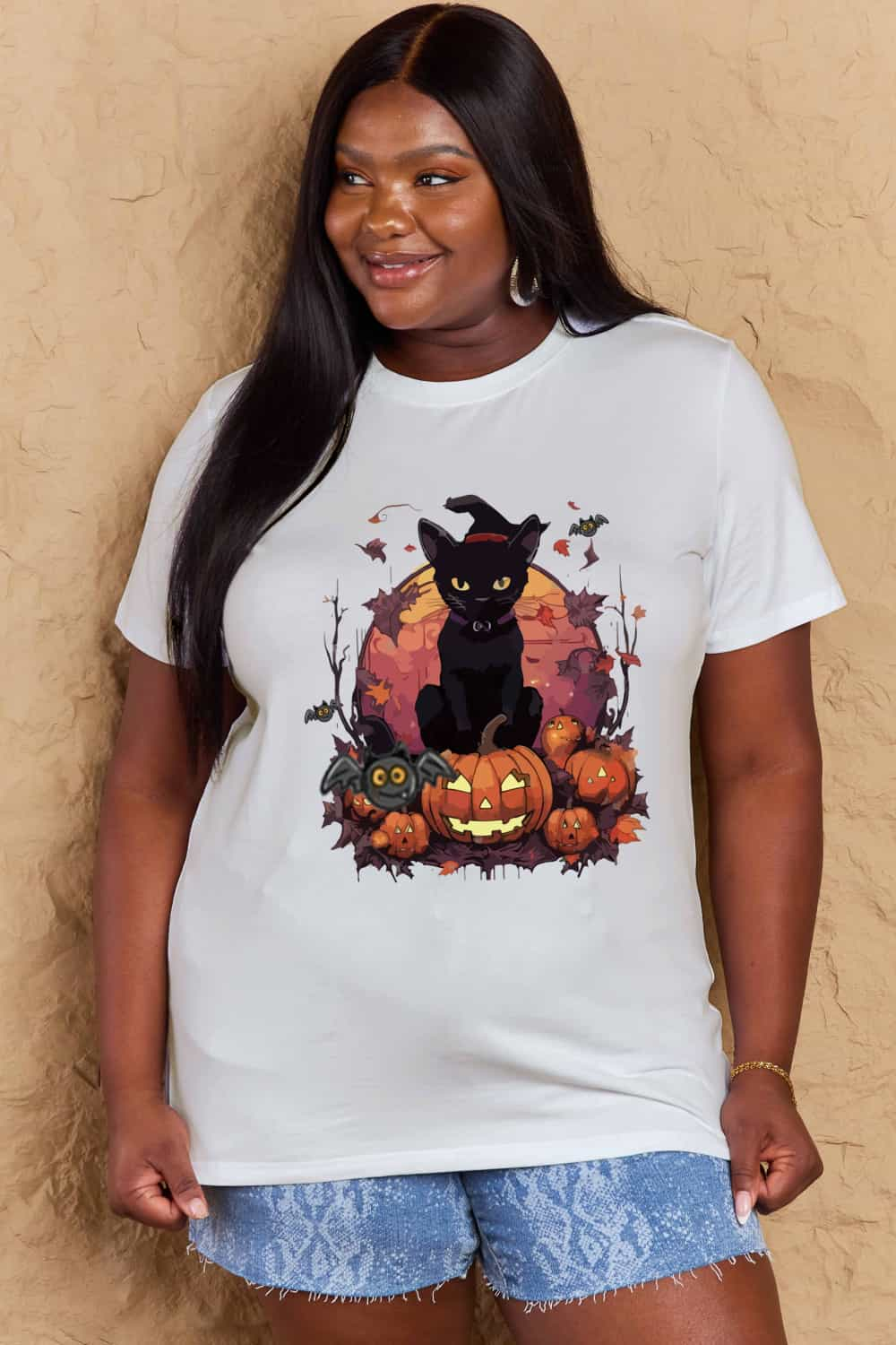 T-shirt graphique à thème Halloween Simply Love en taille réelle