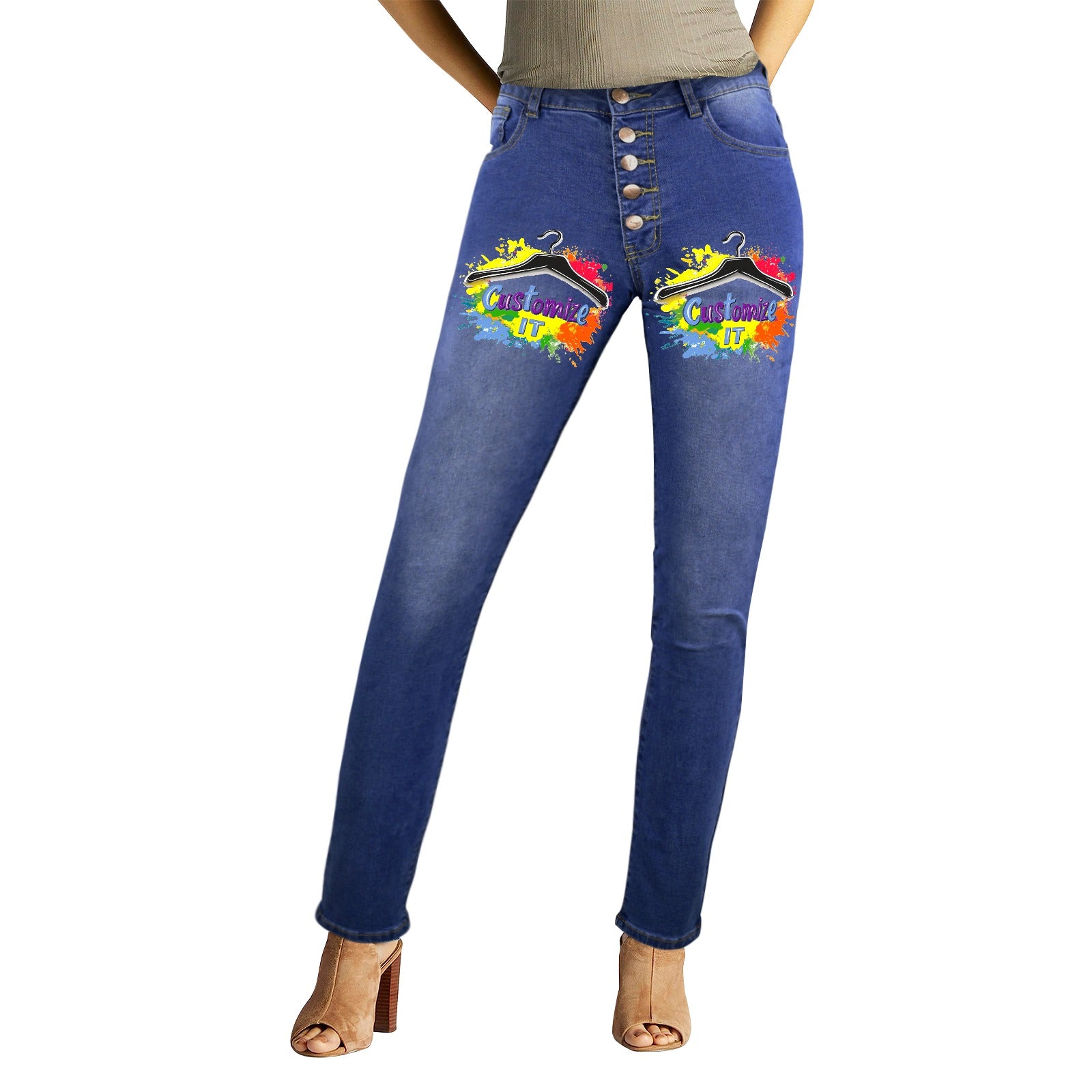 Qreatrz Customizable Women's Jeans (Front & Back Printing)