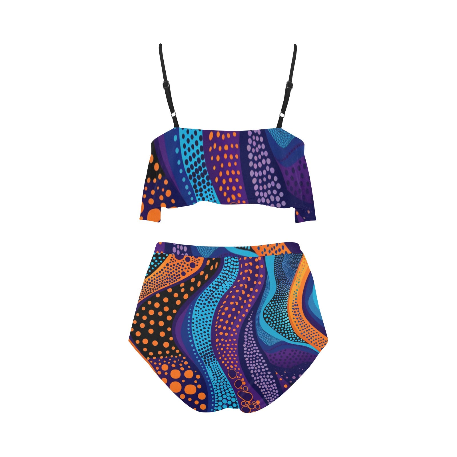 Printed High Waisted Flounce Bikini Set