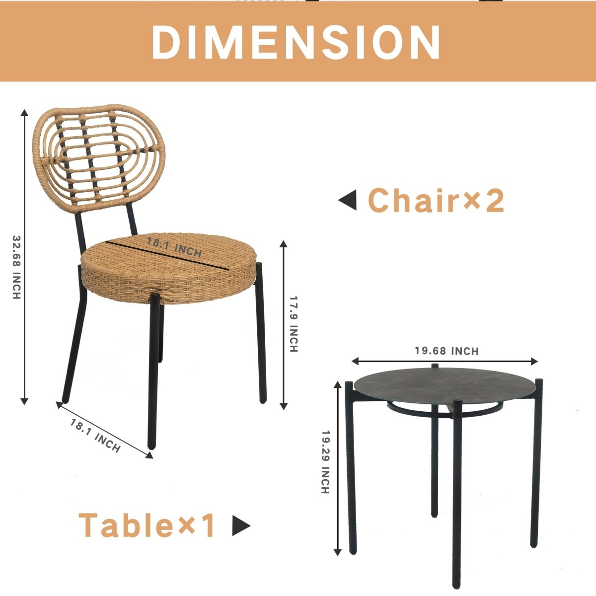 3 Pieces Of Luxury Outdoor Wicker Furniture - Patio Bistro Style Table And Chair Combination - Qreatrz Fashion and Design LLC