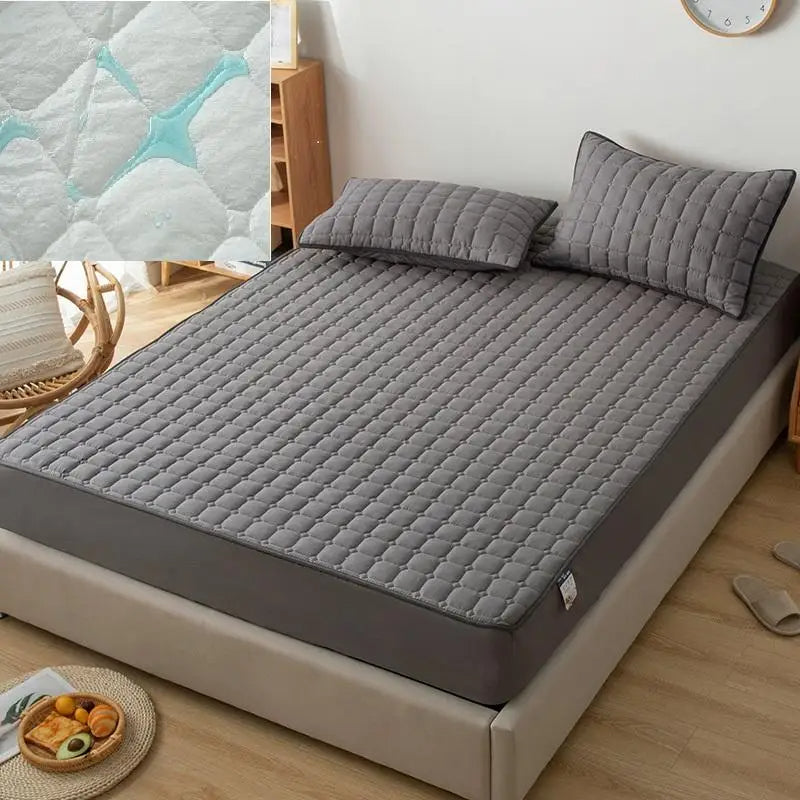 Parure de lit imperméable avec bandes élastiques, drap-housse pour la maison, housse de matelas de couleur unie pour l'hiver