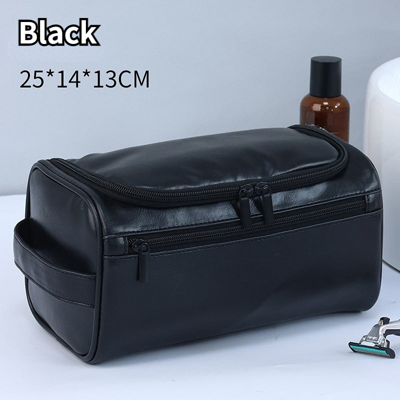 Large capacity men's toiletries bag portable for outdoor use PU waterproof makeup bag minimalist business travel handbag