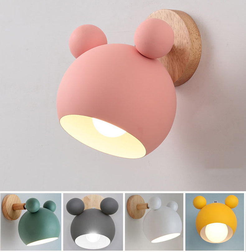 Nordic Wall Lamp Bedroom Bedside Lamp Pink Cute Personality Decorative Lamp Macaron Simple Children's Room Wall Lamp