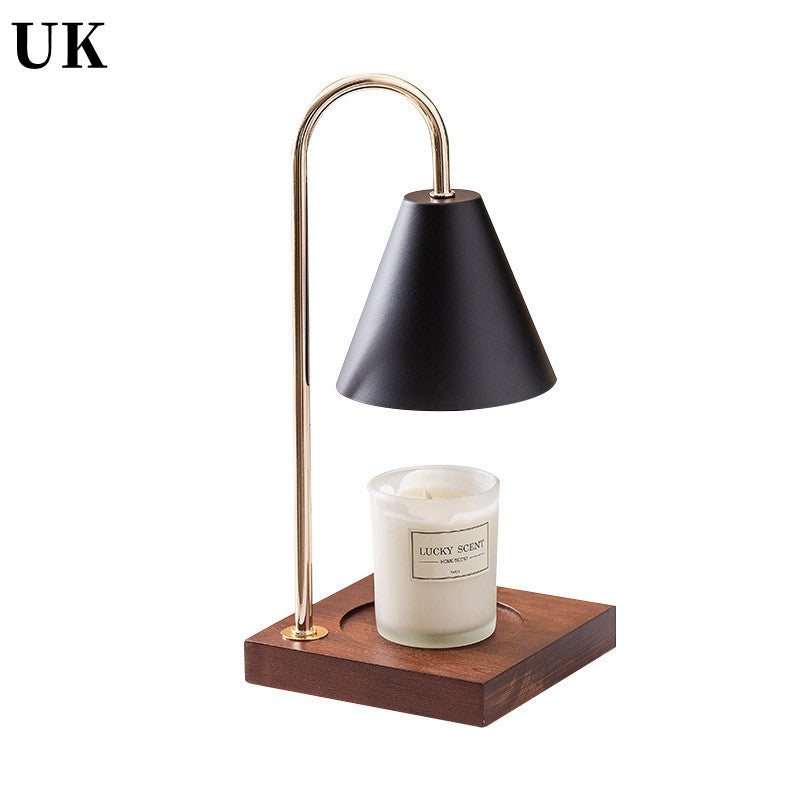 Simple Aromatherapy Melting Wax Lamp Iron Wood Desktop Night Light Romantic Bedside Lamp Without Fire Essential Oil Melting Candle Lamp