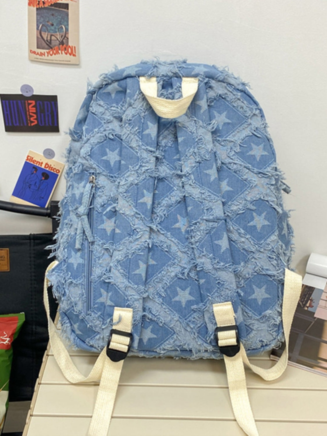 Sac à dos en denim avec étoiles