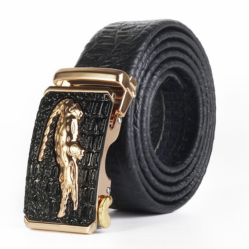 Ceinture en cuir véritable à motif crocodile