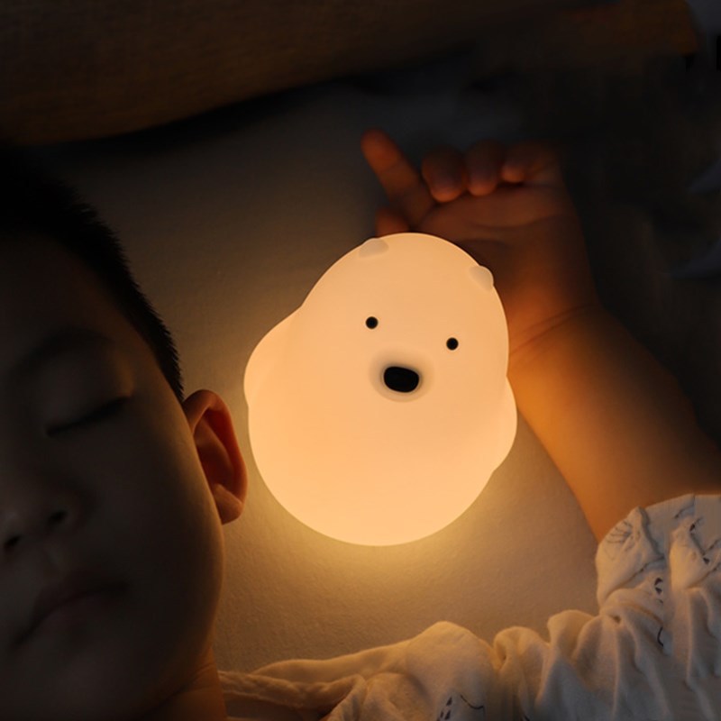 Little White Bear Silicone Lamp USB Charging Bedside Timing With Sleeping Lamp Children's Cartoon Bedroom Led Pat Night Lamp