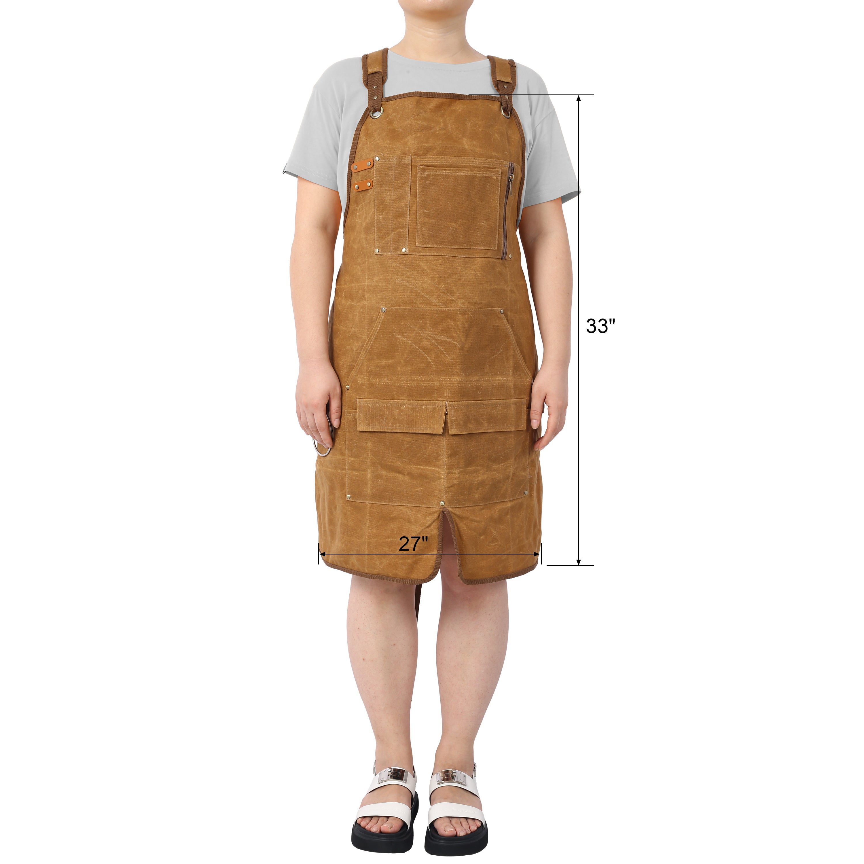 Long heavy-duty waxed canvas tool apron, carpenter apron, carpenter apron, carpenter waterproof 18 ounces