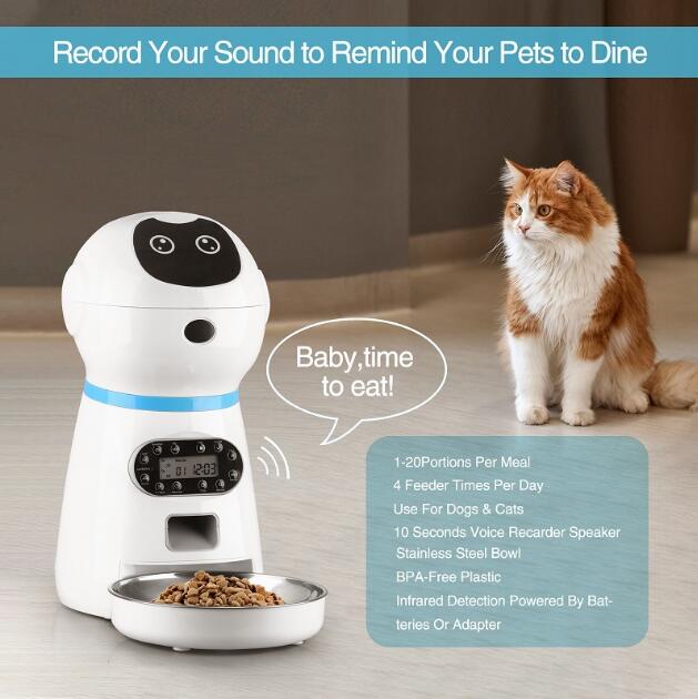 3.5L Automatic Robot Pet Feeder Pet Smart Feeder Stainless Steel Food Tray - Qreatrz Fashion and Design LLC