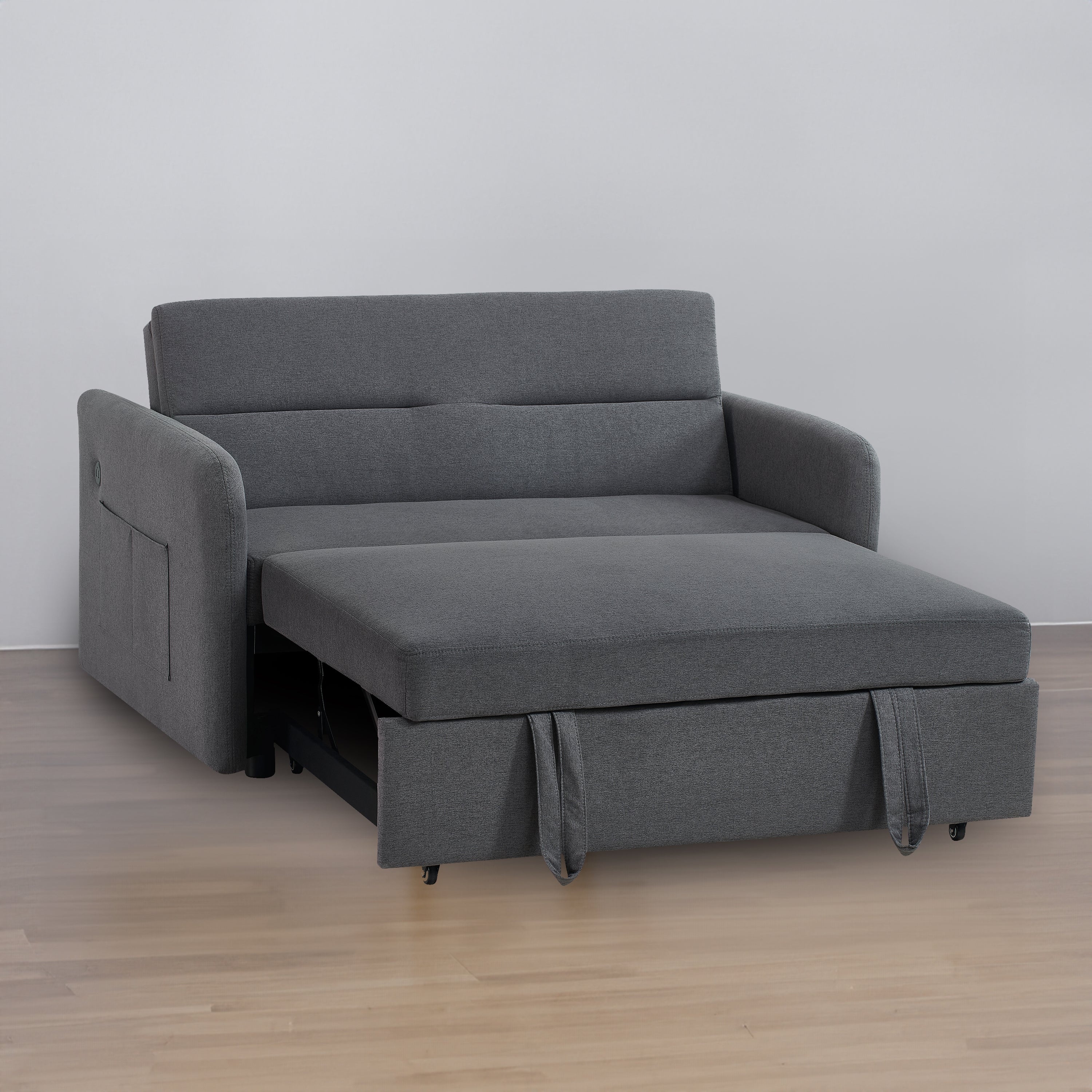 Twins Sofa Bed Grey Fabric