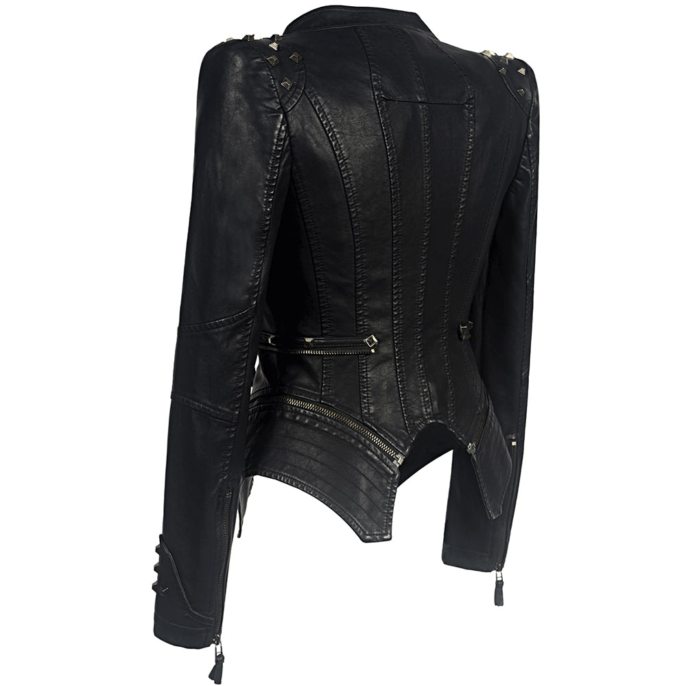 Veste Femme Simili Cuir PU Veste Hiver Automne Noir Moto Veste Vêtements D'extérieur Gothique Simili Cuir Manteaux Chaqueta