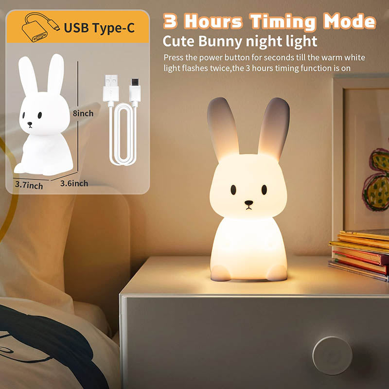 Rabbit Silicone Table Lamp Bedroom Bedside Lamp Sleeping Baby Feeding Eye Care Children Sleeping Paip Gradient Lamp