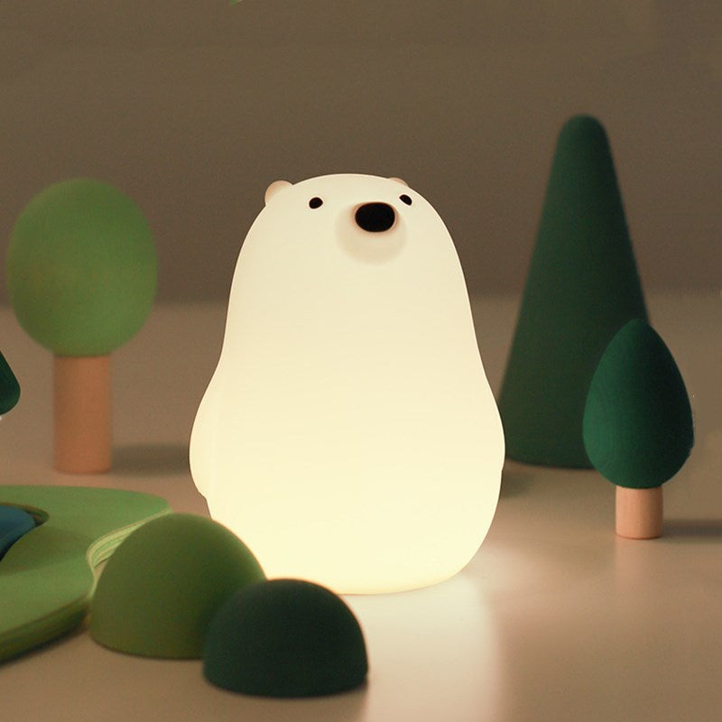 Little White Bear Silicone Lamp USB Charging Bedside Timing With Sleeping Lamp Children's Cartoon Bedroom Led Pat Night Lamp