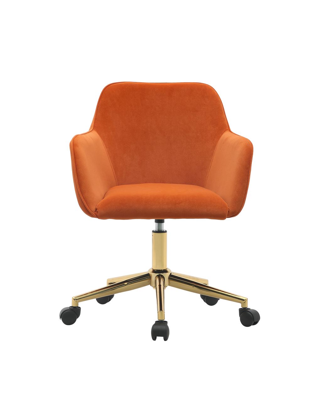 Chaise de bureau à domicile pivotante à 360 degrés en tissu velours moderne réglable en hauteur Orange