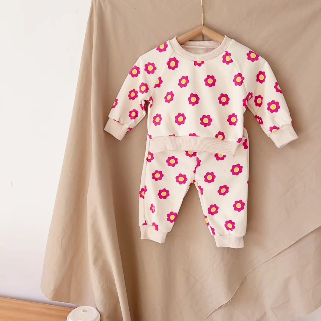 Ensemble pull de printemps pour bébé fille, pull de sport à manches longues et fleurs fraîches, ensemble deux pièces