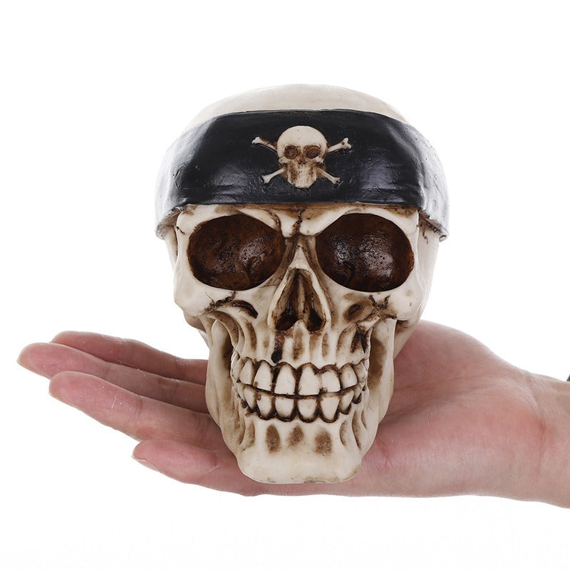 Black belt skull resin ornament