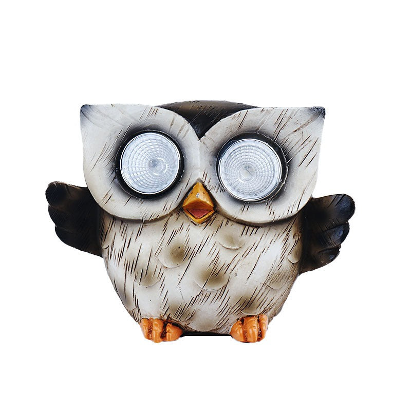 Lampe solaire hibou décoration en résine