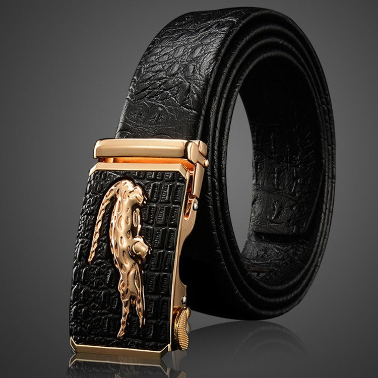 Ceinture en cuir véritable à motif crocodile