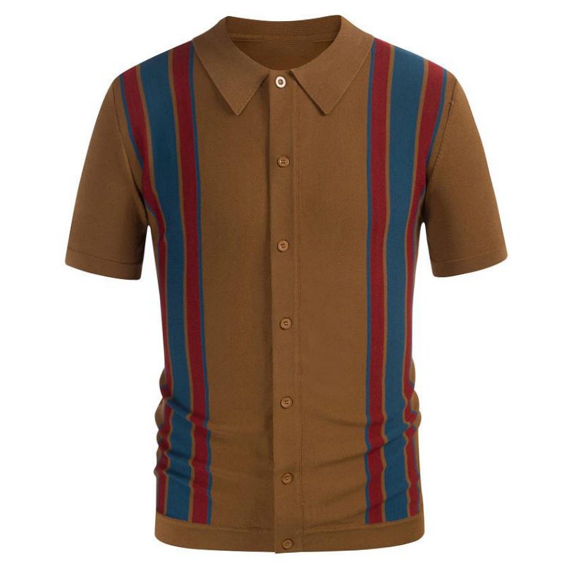 Men's Knitted Shirt Spliced Contrast Business POLO Shirt