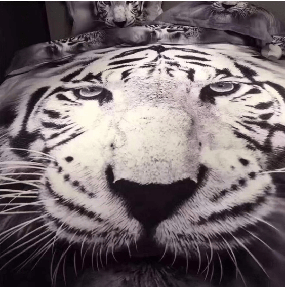 3D white tiger animal twin king full double bedclothes pillowcase duvet cover set bedding set - Qreatrz Fashion and Design LLC