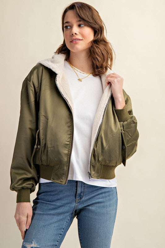 CHAQUETA BOMBER REVERSIBLE CON FORRO DE PELO PARA TODO CLIMA