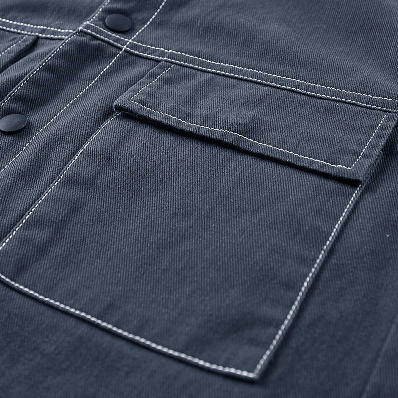 Chemise en jean à manches longues pour homme, doublure longue délavée