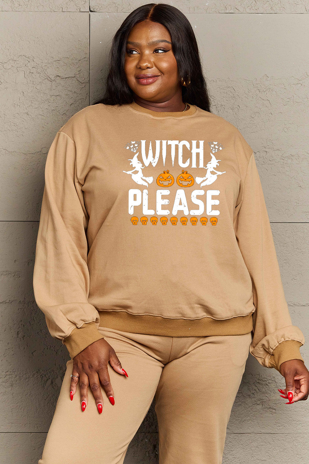 Sweat-shirt graphique WITCH PLEASE en taille réelle Simply Love