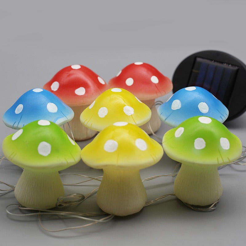 Lampe solaire en résine transparente colorée en forme de champignon