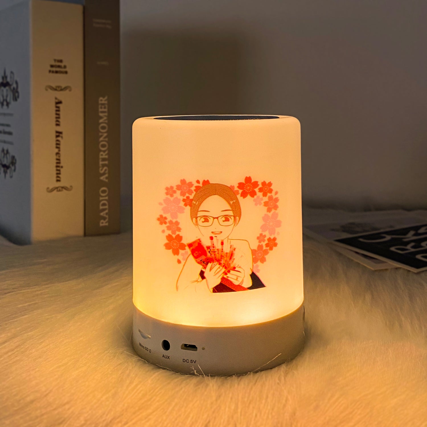 Lampe cylindrique portable Bluetooth avec lumière LED