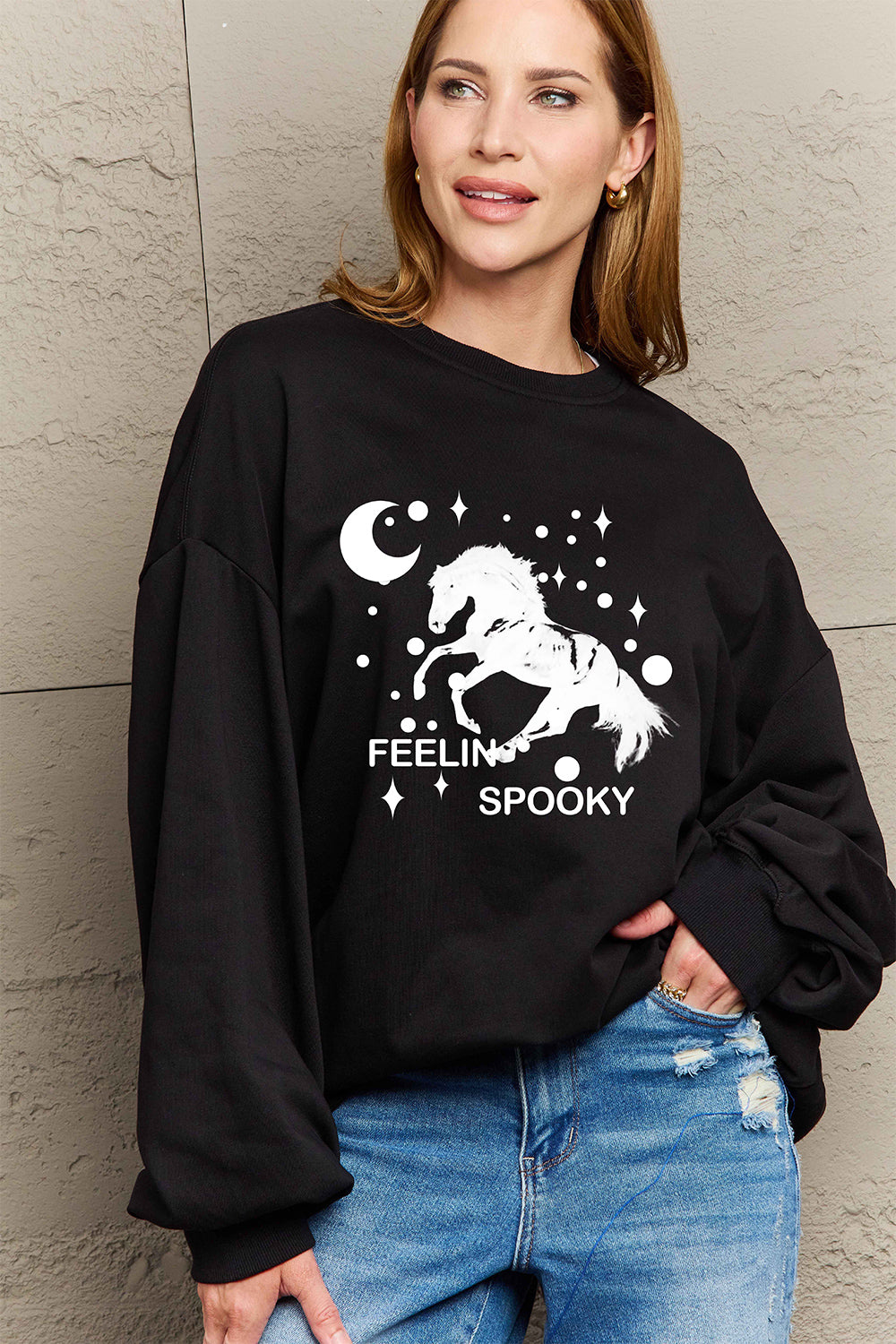 Simply Love Full Size Graphic Drop Shoulder Sweatshirt