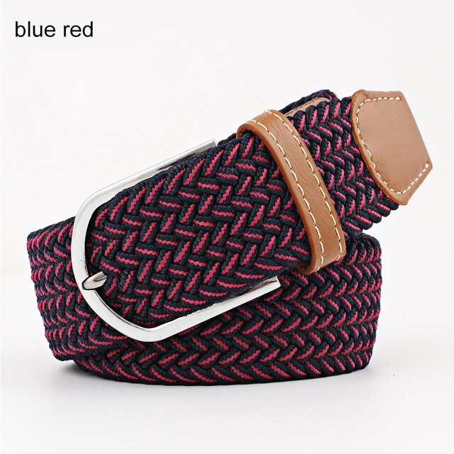 Women Belt Striped Elastic Men Belt Casual Fashion Jeans Dress Pin Buckle Waist Belts