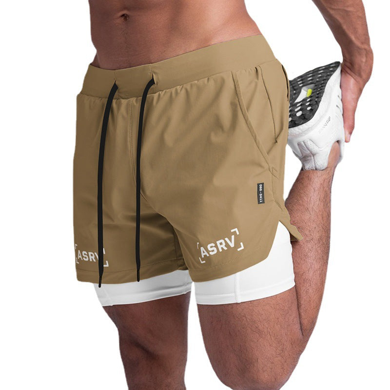 Pantalones cortos deportivos Qreatrz de dos piezas para hombre