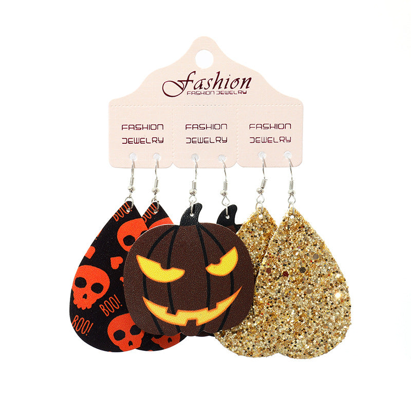 Boucles d'oreilles pendantes en forme de larme sur le thème d'Halloween