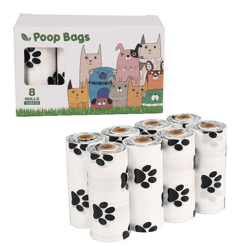 White Footprint Dog Poop Collection Bag D2W Photo Oxygen Degradation Pet Garbage Bag Pet Supplies