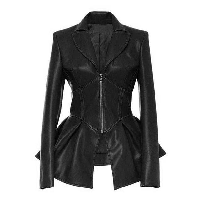 Veste en similicuir noir gothique pour femme Veste en similicuir PU pour femme Veste de moto d'hiver et de printemps en similicuir noir