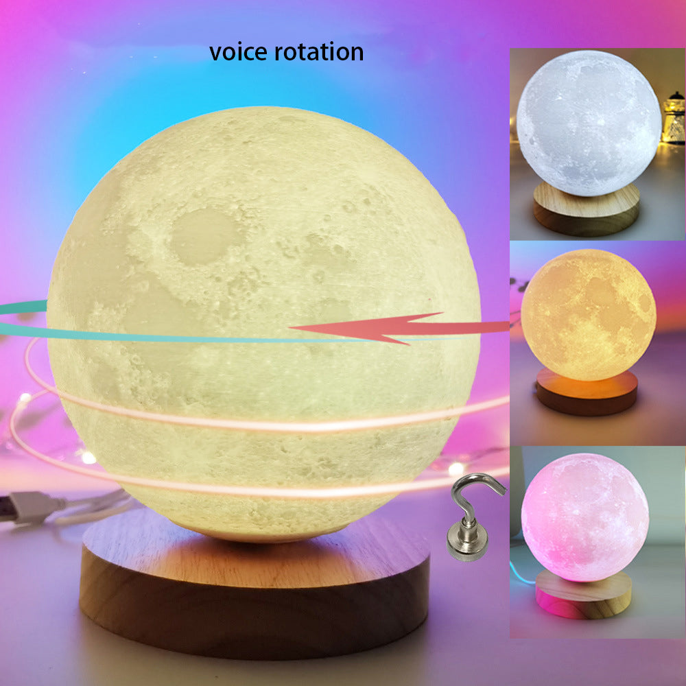 Rotating Moon Lamp Intelligent Voice Moon Lamp New Planet Lamp Bedroom Bedside Table Lamp Suspension