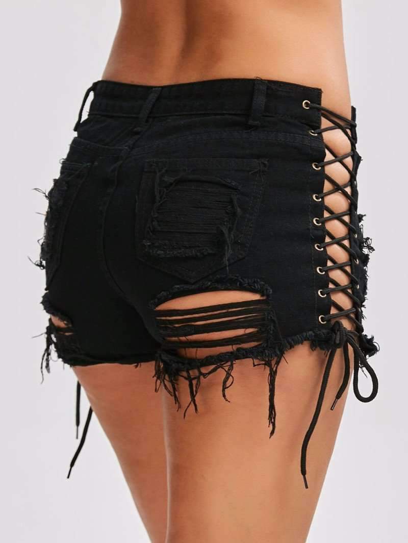 High Waist Ripped Jeans Short