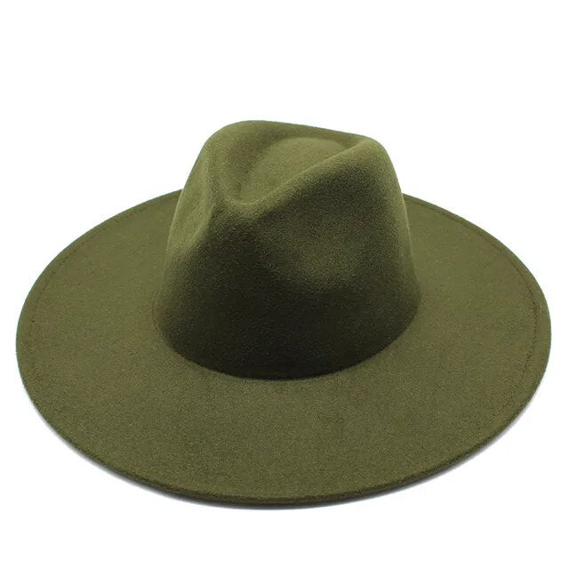 Sombrero Fedora clásico de ala ancha, de lana en blanco y negro, para hombre y mujer, plegable, para invierno, para bodas, iglesias, jazz 