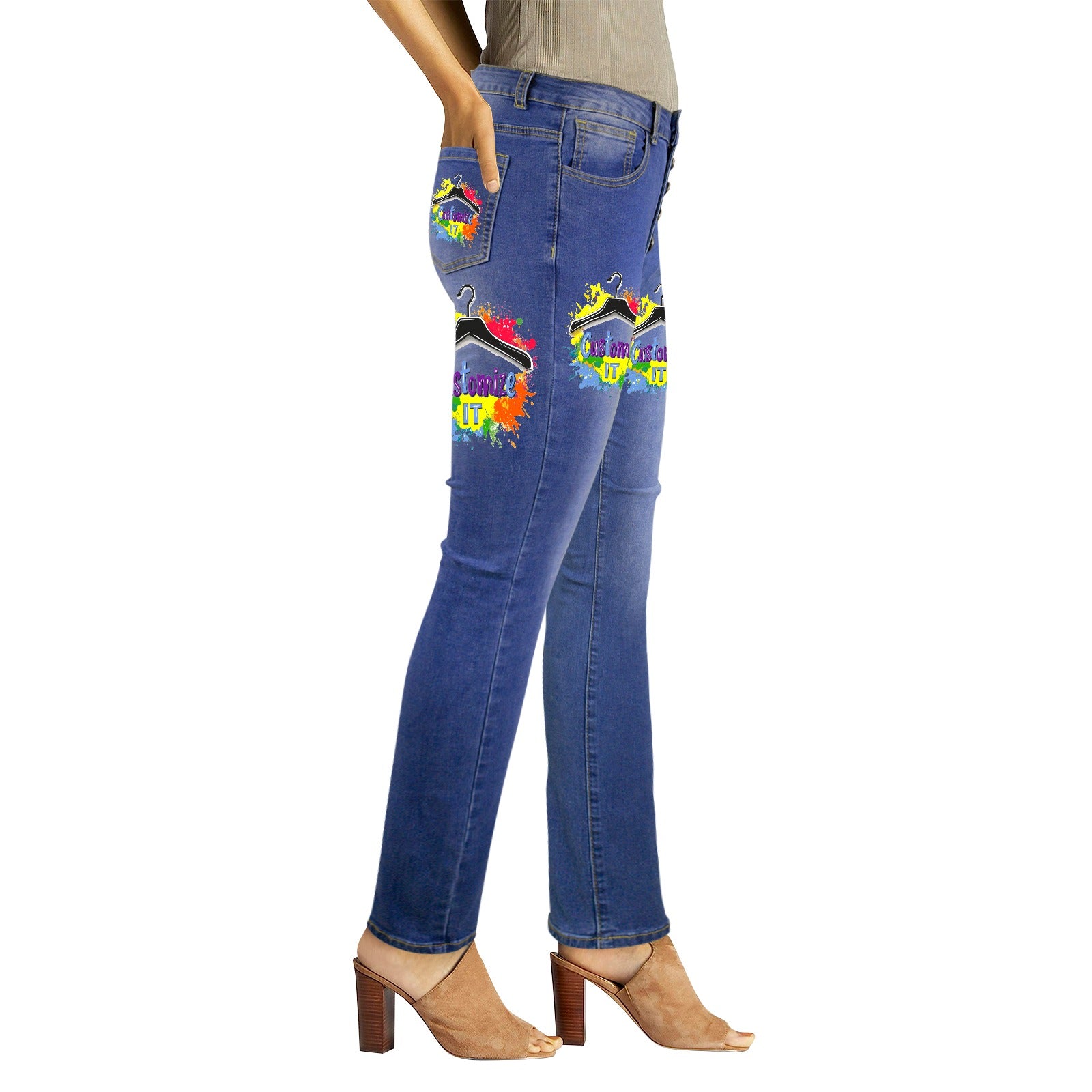 Qreatrz Customizable Women's Jeans (Front & Back Printing)