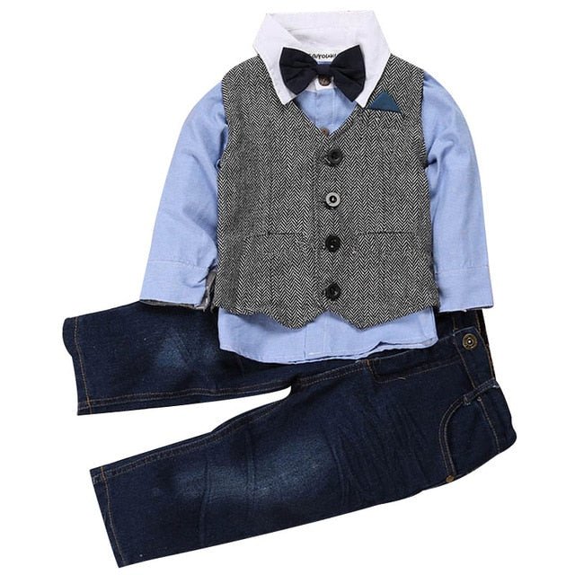 4Pcs Boys Clothes Sets Summer Children Clothing Baby Boy Sport Suit T-shirt+Jeans Costume For Kids - Qreatrz Fashion and Design LLC