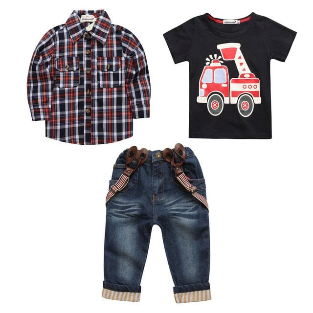 4Pcs Boys Clothes Sets Summer Children Clothing Baby Boy Sport Suit T-shirt+Jeans Costume For Kids - Qreatrz Fashion and Design LLC