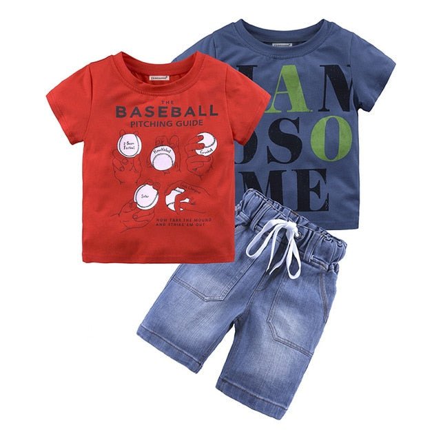 4Pcs Boys Clothes Sets Summer Children Clothing Baby Boy Sport Suit T-shirt+Jeans Costume For Kids - Qreatrz Fashion and Design LLC