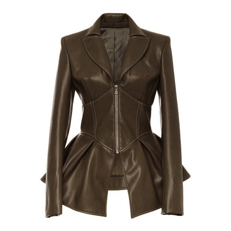 Veste en similicuir noir gothique pour femme Veste en similicuir PU pour femme Veste de moto d'hiver et de printemps en similicuir noir