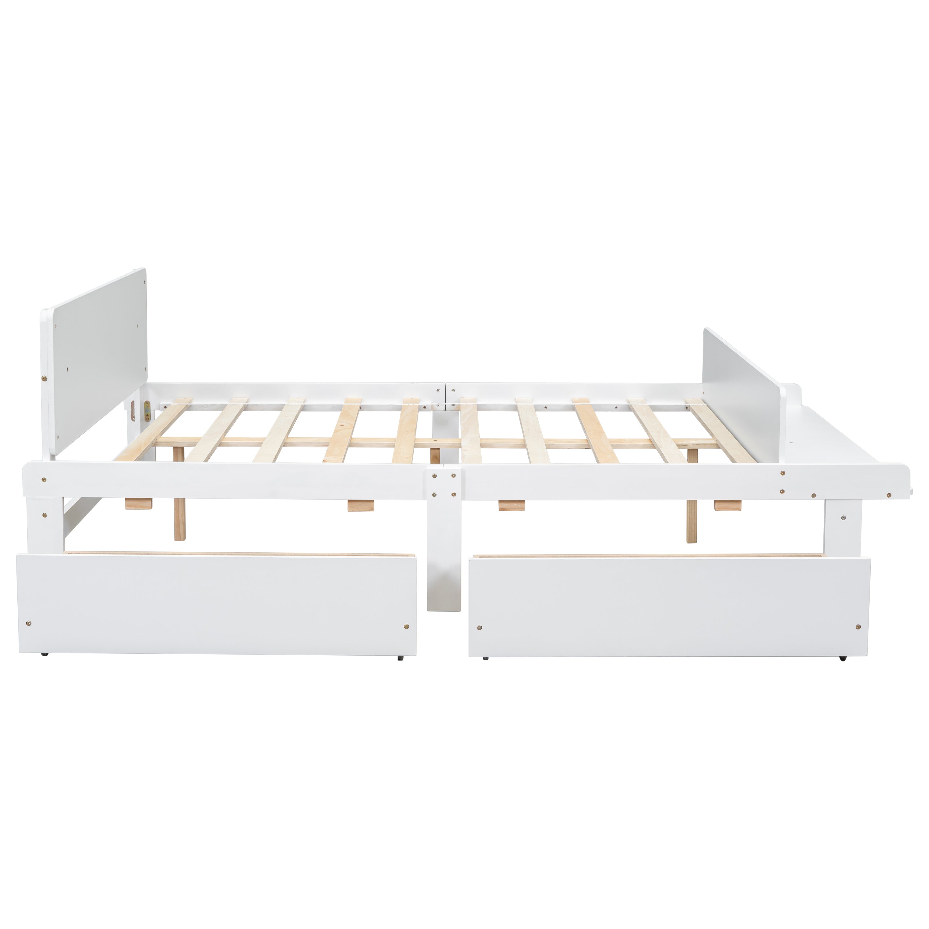 Full Bed with Footboard Bench 2 drawers White