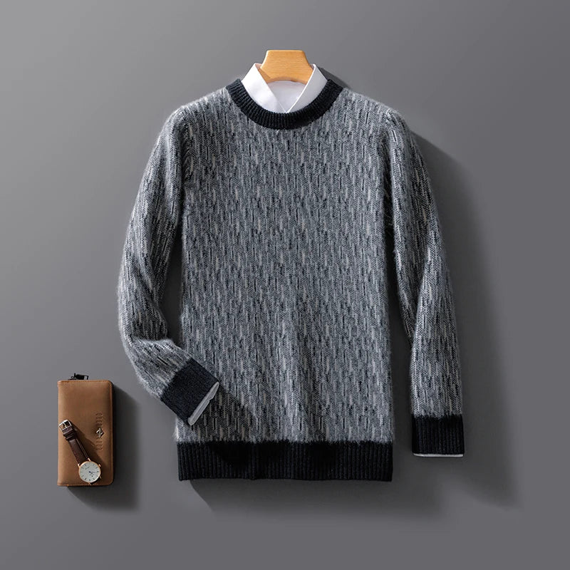 Autumn And Winter New Cashmere Sweater Men's Round Neck Loose Pullover Wool Knitted Bottoming Shirt Business Sweater