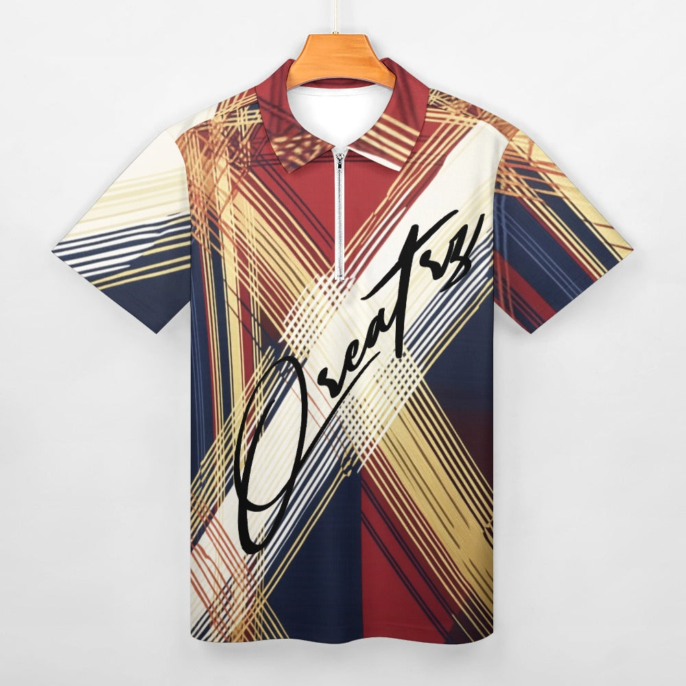 Qreatrz Fade Lines Short Sleeve Polo Shirt