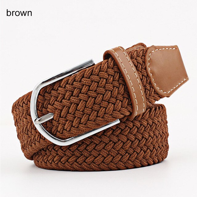 Women Belt Striped Elastic Men Belt Casual Fashion Jeans Dress Pin Buckle Waist Belts