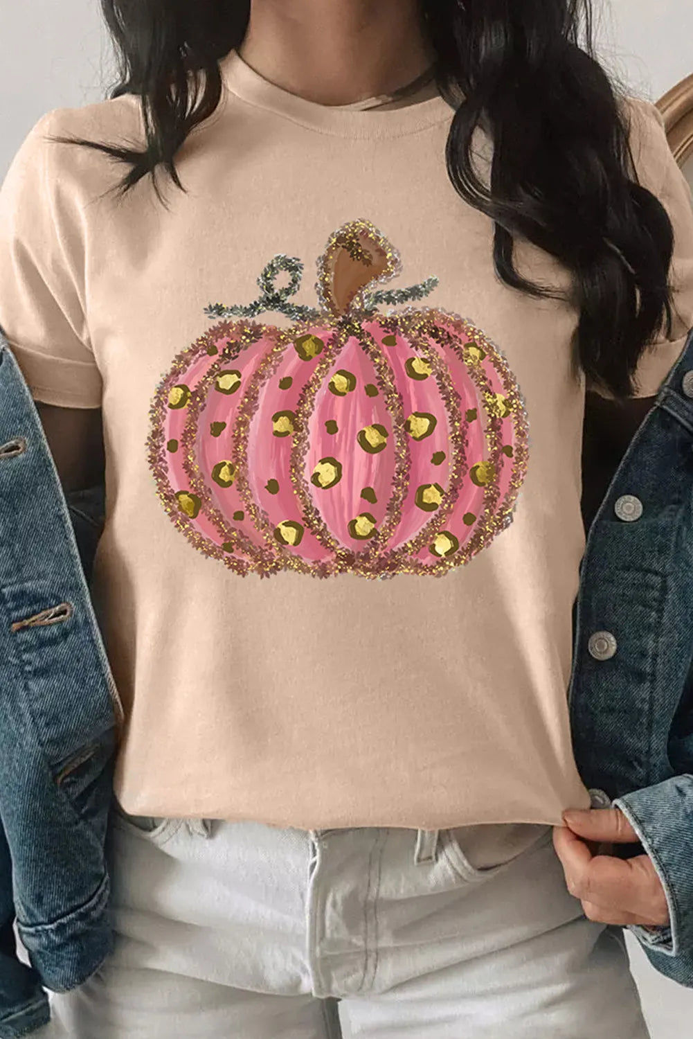 Camiseta de manga corta con cuello redondo y calabaza